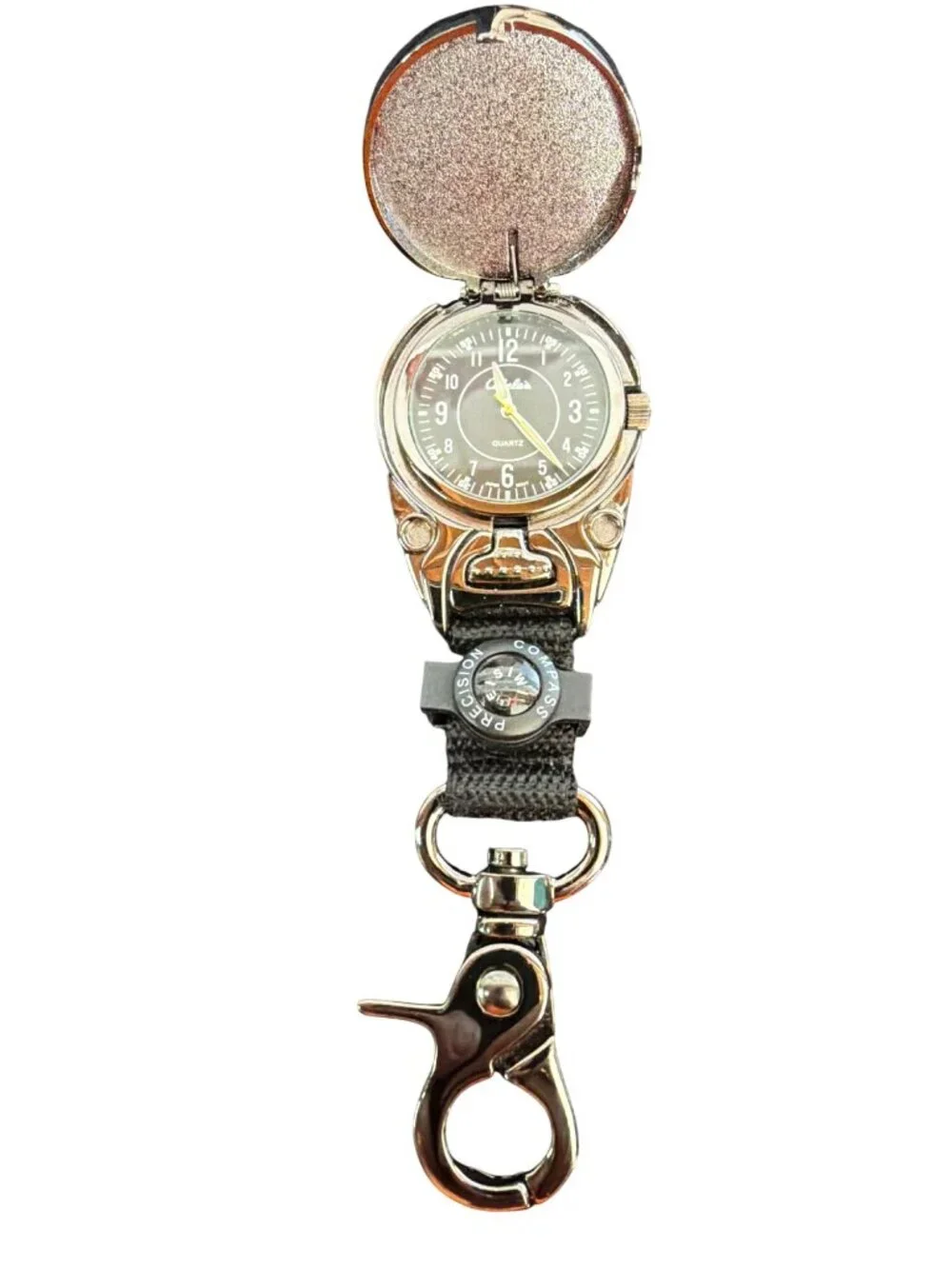 Cabelas Precision Compass Quartz Watch Keychain With Storage Box